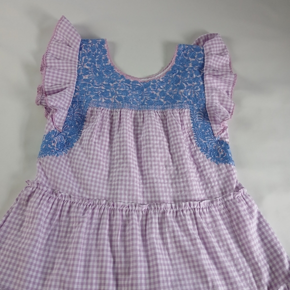 J. Marie Tiered A-line Gingham Dress With Embroidery - Picture 6 of 12